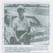  Davey Allison from Springfield Leader-Press August 10, 1985 page C-1